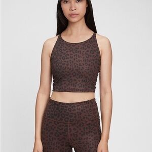 Gap Fit longline leopard sports bra and 7/8 leggings Set size Petite XS